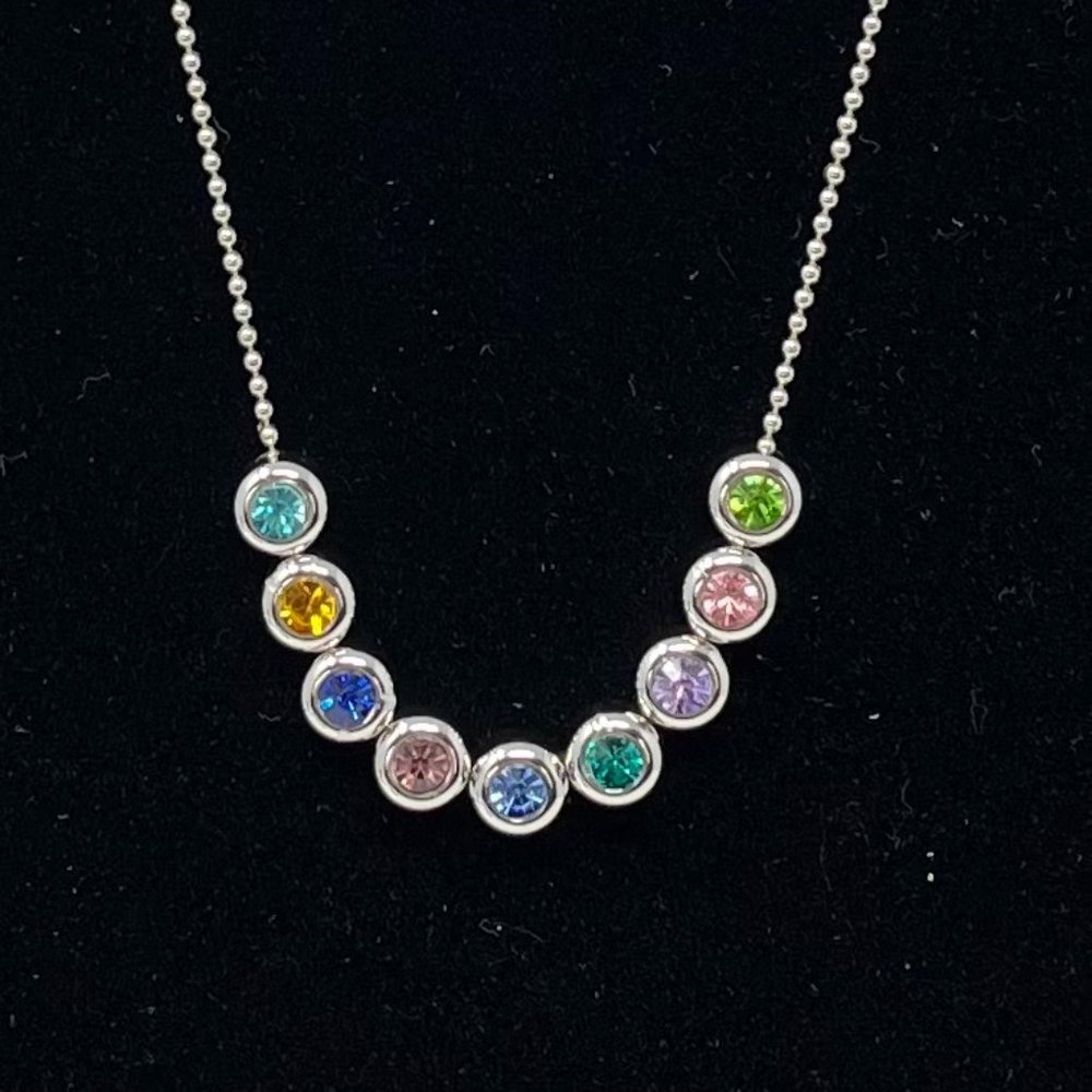 Beautiful Multi Colored Gemstone Silver Chain Nec… - image 1